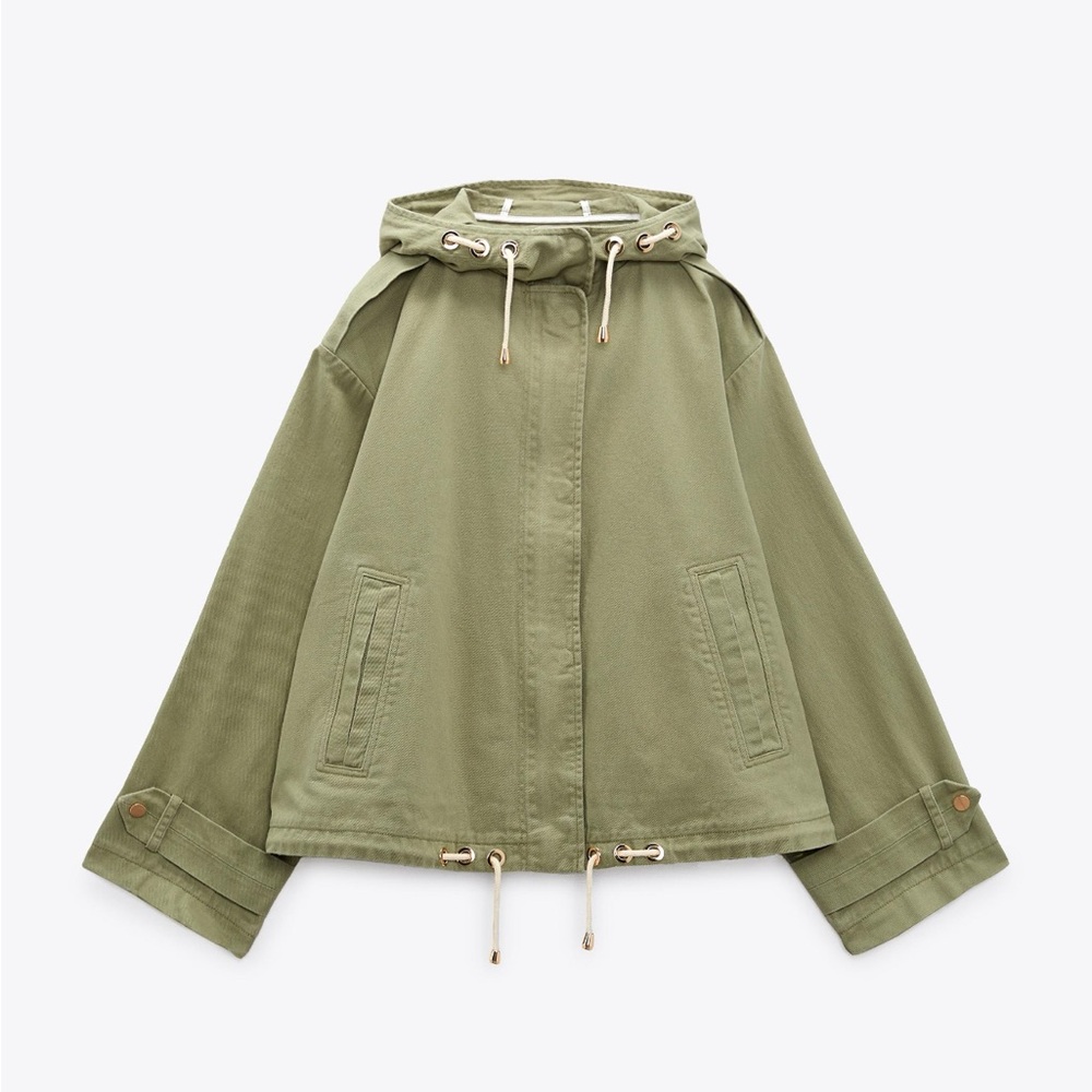 Zara Cotton Hooded Jacket - Size Small